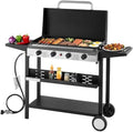 VEVOR Gas Griddle, 4-Burner Flat Top Grill, 29 inch Grill Plate Propane Griddle with Wheels, Lid, 28000 BTU Outdoor Flat Top Grills for Pan-Frying, Grilling, Stir-Frying, & BBQ, Pulse Ignition by VEVOR