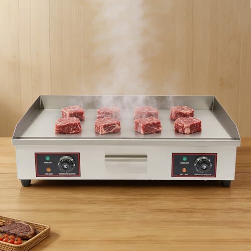 Commercial Electric Countertop Griddle,110V 3000W Flat Top Grill with Adjustable Thermostat 122°F-572°F,Stainless Steel Non-Stick Restaurant Grill for Home Restaurant - Image 7
