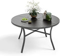MIXPATIO Patio Round Table w/Umbrella Hole, Metal Table for 6, Black by MIXPATIO