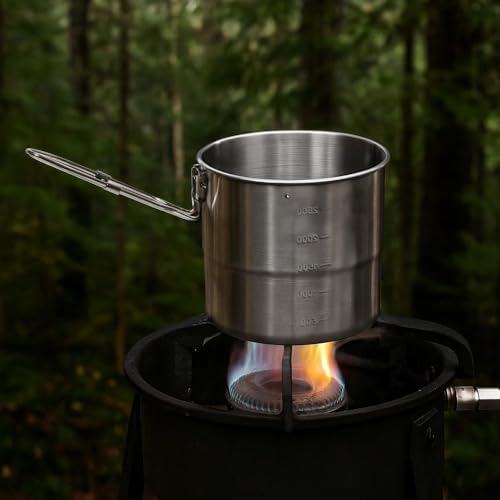2.5L Camping Pot, 304 Stainless Steel Backpacking Pot with Foldable Handle & Lid, Lightweight Portable Cookware for Hiking, Picnic, Outdoor Cooking (with Storage Bag) - Image 2