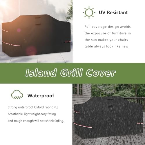98 Inch Island Grill Cover - 600D Heavy Duty Waterproof All Weather Protection Outdoor Cover,Black - Image 6