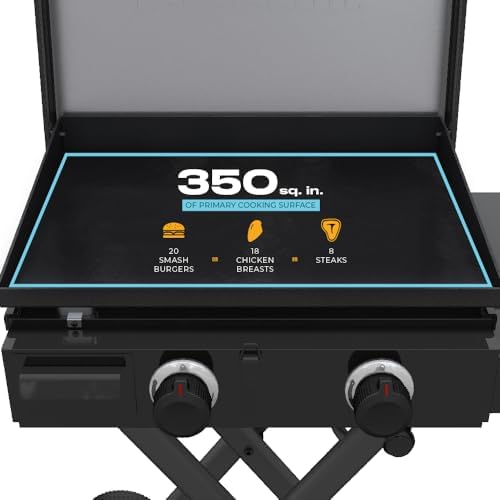 Charbroil 22" Performance Series Folding Cart 2-Burner Portable Propane Gas Griddle, Black - 463711223 - Image 6