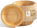 50 Pcs Wood Grain Paper Bowls 8 oz, 5.9 Inch Small Paper Bowls, Rustic Disposable Bowls for Woodland Baby Shower, Camp Fire, Camping, Birthday Party Decorations by DTFMZOV