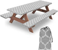 7ft 84in Picnic Table and Bench Cover, 3 Pack, Gray-White Moroccan by KENOBEE