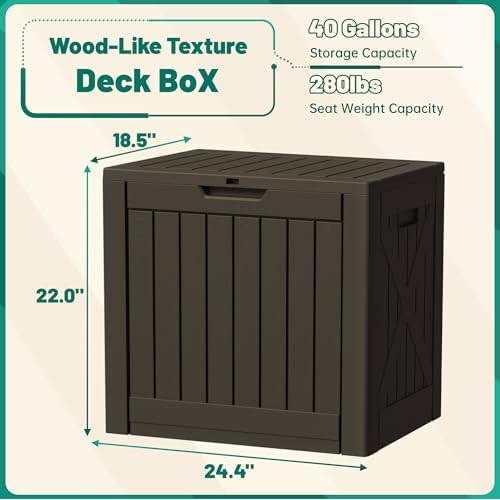 Devoko 40 Gallon Deck Box Lockable Outdoor Storage Box Waterproof for Patio - Image 7