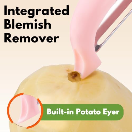 Rainspire Vegetable Peeler Potato Peelers for Kitchen, Sharp Stainless Steel Blades Veggie, Comfortable Handle Fruit Peeler, Carrot Peeler Apple Peeler Dishwasher Safe (1, Pink) - Image 4