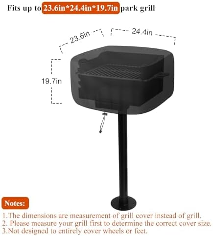 Heavy Duty 600D Park Style Grill Cover, Waterproof Outdoor BBQ Cover for Rectangular Table Top Grills, Upgraded Rip-Proof Oxford Fabric with Seam Tape (Fits up to 24.4"x23.6"x19.7") - Image 2