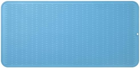 MicoYang Silicone Dish Drying Mat for Multiple Usage,Easy clean,Eco-friendly,Heat-resistant Silicone Mat for Kitchen Counter or Sink,Refrigerator or Drawer Liner Light Blue 5XL 36inches x 18inches by MicoYang