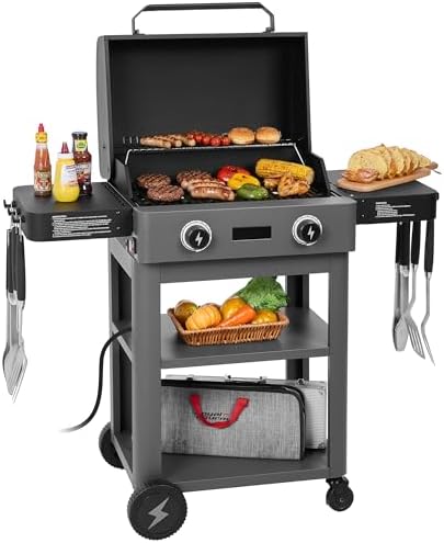 Royal Gourmet DL2001 Dual-Zone Electric Grill with Collapsible Side Shelves by RoyalGourmetCorp