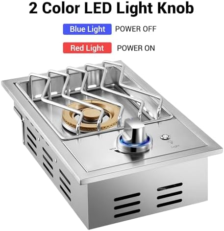 Livory Single Grilling Side Burners for Outdoor Grill, 17,500BTU Natural Gas Side Burner with Liquid Propane Kit, Sturdy 304 Stainless Steel, Drop-in Side Burner for Outdoor Kitchen BBQ Island - Image 4