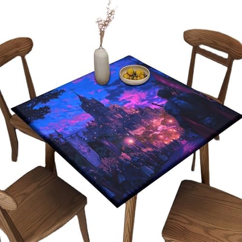 Tablecloth Square, Medieval Fantasy Pattern Printed on Washable Card Table Covers Fitted Square, Suitable for Home Dining Camping BBQ, Fit for 60" x 60" Square Tables by JRBSZMI2