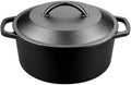 VORRINGARD Pre-Seasoned Cast Iron Dutch Oven with Lid, Round and Dual Handles, for Stovetop, Camping, Grill, Induction, Electric, Black, 4.5qt by Unknown