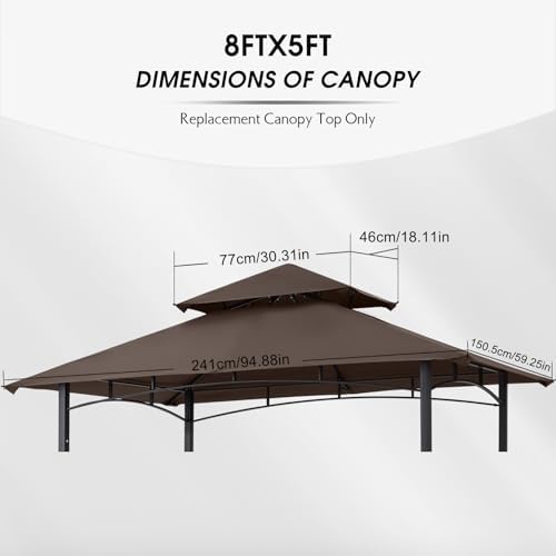 MASTERCANOPY Replacement Canopy top for Grill Gazebo L-GG001PST-F, Brown - Image 2