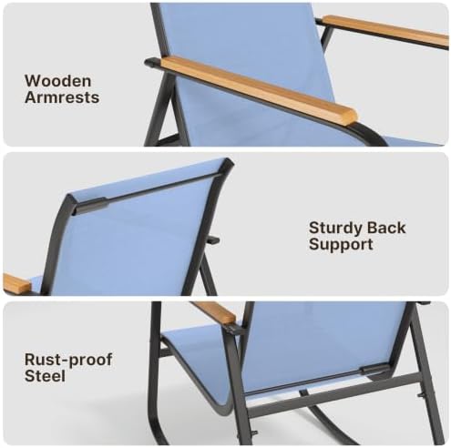 Ahomly 4-Piece Patio Furniture Set, Textilene Conversation Set, Lightblue - Image 6