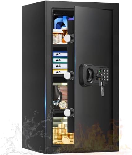 6.1 Cuft Extra Large Fire Safes for Home, Digital Fireproof Safe with Programmable Keypad, Spare Keys and 3 Removable Shelves, Anti-Theft Security Waterproof Document Safe Box for Money Valuables by EVSUVSRT