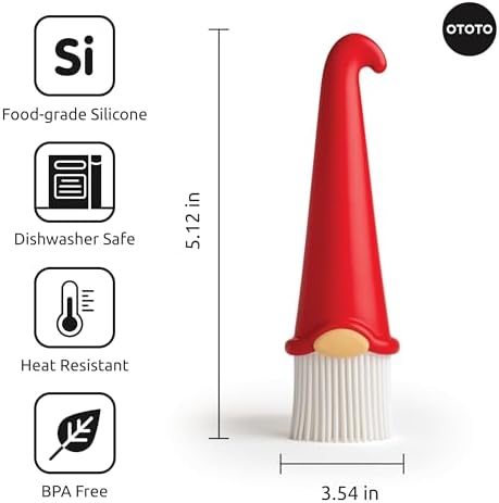 OTOTO Gnomeo Pastry Brush - Silicone Basting Brush for Cooking, Spread Oil Butter Sauce for BBQ Grill Baking, Gnomes Gifts for Women, Cute Funny Kitchen Gadgets - Image 5
