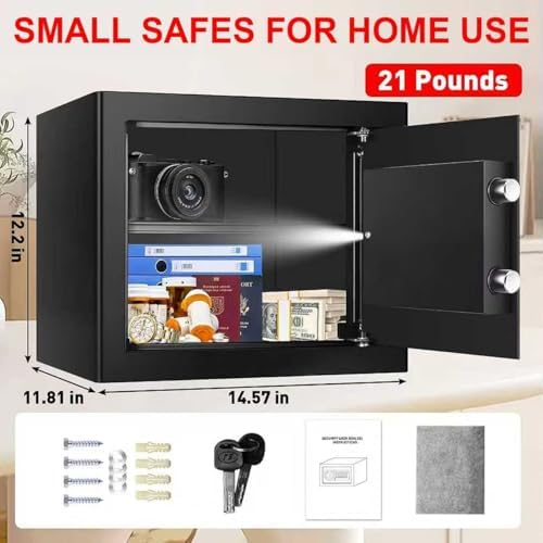 1.8 Cuft Small Fireproof Safe for Home Use, Safe Box Fireproof Waterproof with Programmable Keypad, Spare Keys and Removable Shelf, Digital Home Security Safety Box for Money Documents Medicines - Image 3
