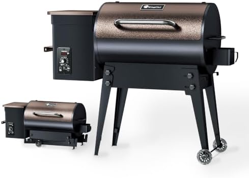 KingChii Electric Wood Pellet Grill & Smoker with Foldable Legs, 456 SQ.IN Grill Capacity, 11LB Pellet Hopper, PID Temperature Control 180-425°F, Portable Foldable Design for Backyard Outdoor Camping by KingChii