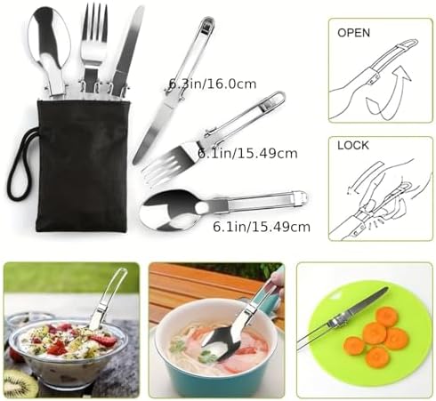 Camping Cookware Set(Green), Portable Backpacking Gear with Kettle, Pot, Pan, Cups & Foldable Cutlery, Lightweight Outdoor Cooking Kit for 2-3 People, Ideal for Hiking, Picnic & Camping - Image 6