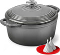 Overmont Enameled Cast Iron Dutch Oven - 5.5QT Pot with Lid Cookbook, Grey by Overmont