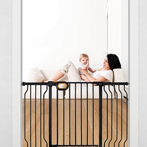 owlie 29-52 Inch Wide Baby Gate with Door for Stairs Doorways - Image 5