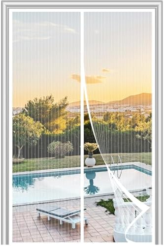 METAONLY Magnetic Screen Door Mesh, Works for Patio, Sliding Door, Keeps Bug Mosquito Out, Fresh Air Flow, Fits 30" x 80" Door - Curtain Size 32" x 82", White by Giveyouthebestexperience