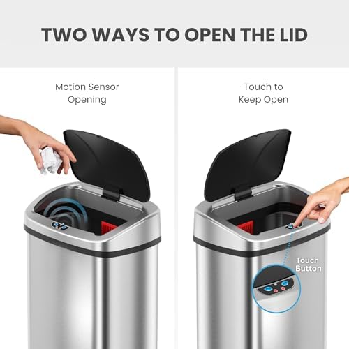 iTouchless 24 Gallon Large Sensor Trash Can with AC Adapter | Odor Filter - Image 3
