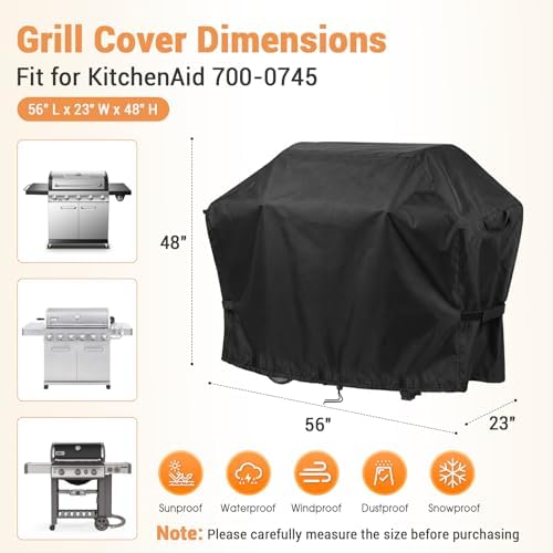 BBQ Grill Cover for Kitchenaid 4-Burner Gas Grill Models 720-0745 - Image 2