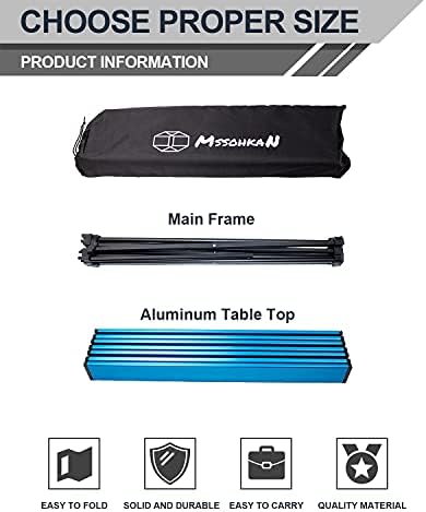 MSSOHKAN Camping Table Folding Portable Camp Side Table Aluminum Lightweight Carry Bag Beach Outdoor Hiking Picnics BBQ Cooking Dining Kitchen Blue Medium - Image 4