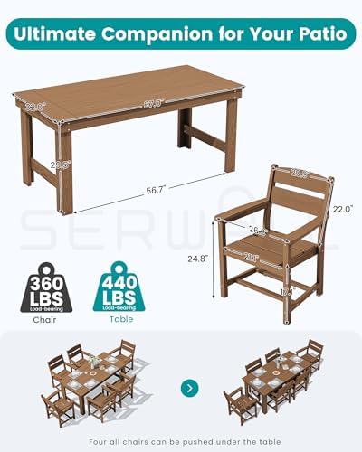 SERWALL HDPE Outdoor Dining Table and Chairs Set for 4 - Image 2
