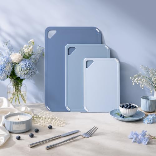 THETCHRY Plastic Cutting Board Set of 3, Blue Cutting Board for Kitchen - Image 7