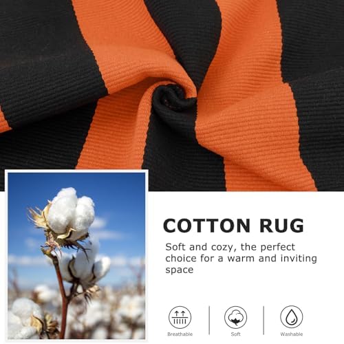 IOHOUZE Fall Striped Outdoor Rug 3x5, Washable Porch, Orange Black - Image 6