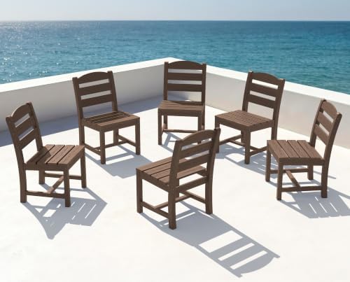 KINGYES Outdoor Armless Dining Chairs Set of 6,HDPE Patio Chairs,Brown by KINGYES