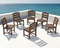KINGYES Outdoor Armless Dining Chairs Set of 6,HDPE Patio Chairs,Brown by KINGYES