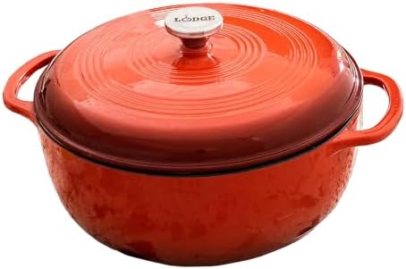 Lodge Essential Enamel Cast Iron Dutch Oven, 7.5 Quart, Poppy by Lodge