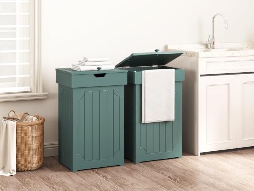 Function Home 13 Gallon Trash Can, Wood Kitchen Garbage Can, Dog Proof Waste Bin with Lid and Liner Ring for Kitchen Dining Living Room, Farmhouse Laundry Hamper Cabinet for Bathroom, Green - Image 5