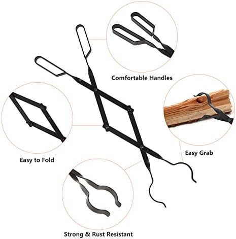 himaly 32" Fireplace Fire Pit Poker Stick & 26" Tongs Heavy Duty Tool Set - Image 2