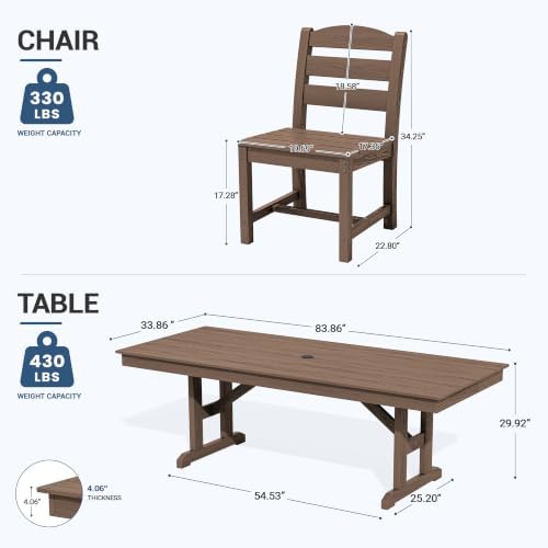 KINGYES Outdoor Armless Dining Chairs Set of 2,HDPE Patio Chairs,Brown - Image 2
