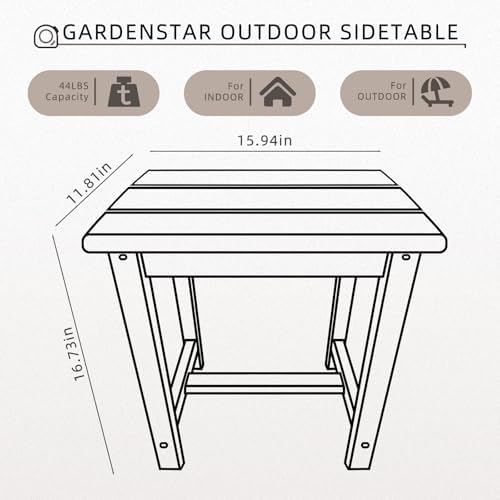 GARDENSTAR Adirondack Square Side Table,one-Tier Outdoor end Table, Patio Side Table for Pool,Porch,Backyard,Relaxing Companion (Teak) (Pack of 2) - Image 3