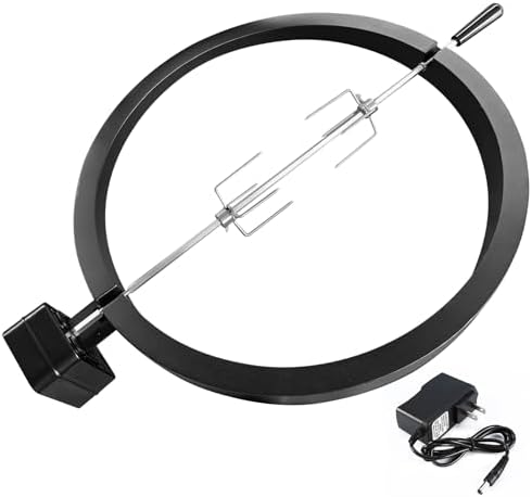 Rotisserie Accessory Attachment for XL Big Green Egg & Kamado Joe 24-inch Big Joe, Complete Grill Accessory with 120V Motor, Stainless Steel Rotisserie Rod & Forks, Heavy Duty Iron Frame by Burly+grill