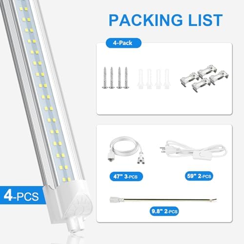 SHOPLED 8FT LED Shop Light, 80W 10800LM 6000K Linkable, Dual-Row LED Chips - Image 6