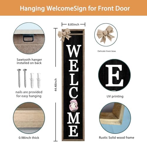 Interchangeable Welcome Sign 12 Pcs Replaceable Icons 45"X9" Wood Black - Image 3