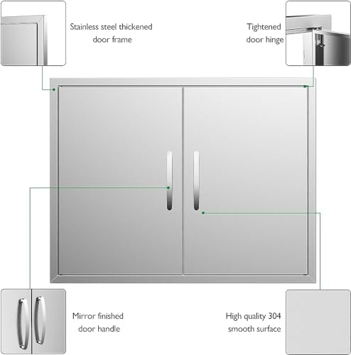 Outdoor Kitchen Door 36W X 23H, Stainless Steel Double BBQ Access Door for BBQ Island or Grilling Station - Image 3