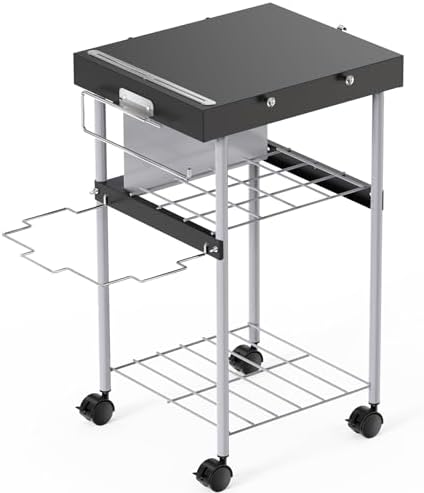 2-in-1 Grill Cart & Prep Table with Storage Shelves for Weber 22" & 18" Kettle Grills, Small Hook-On Grill Side Table, Grill Stand for Blackstone 17" Griddle for Ninja Woodfire Pitboss 150 Series by Unidanho