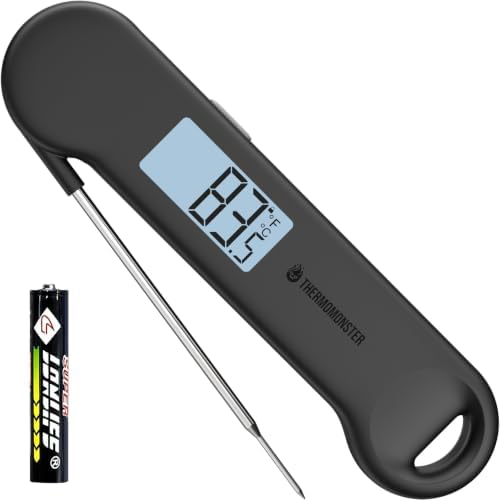 0.5 Sec Instant Read Meat Thermometer Digital for Outdoor Fryer, Black by ThermoMonster
