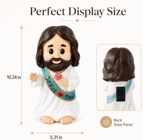 Jesus Love You Solar Lighted Figurine,10.2in Resin Outdoor Figurine Lights - Image 4