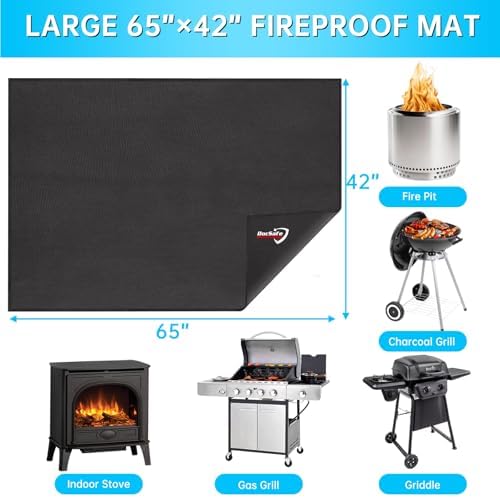 DocSafe 65 x 42 inches Under Grill Mat,Large 4 Layers Fire Pit Mat,Fireproof Mat Heat Insulated Protector for Deck,Patio,Grass,Smoker,BBQ,Reusable Oil-Proof and Waterproof Indoor Fireplace Pad,Black - Image 5