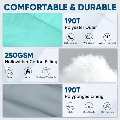 PTEROMY Sleeping Bags for Adults, Lightweight and Machine Washable, Water Resistant Backpacking Camping Sleeping Bag for Warm Cold Weather, Camping Essentials for Hiking Travel - Image 5