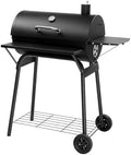 Outvita Barrel Charcoal Grill with Warming Rack, Side Front Table, Black by Outvita
