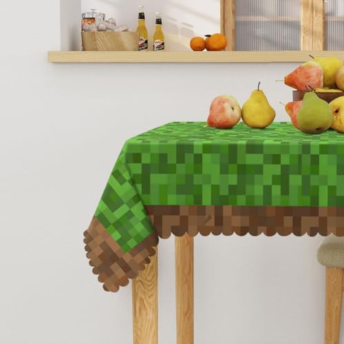 Green Brown Pixel Block Tablecloth 54x54 Inch Square Decorative Table Cover for Kitchen Dining Party Picnic Outdoor - Image 3